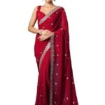 Women's Georgette Embroidered Saree With Unstitched Blouse
