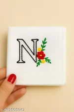 N Alphabet Embroidered Cotton Hanky